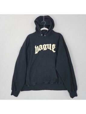 Vague Sweater Mens XL Black Logo Streetwear Hoodie Pullover Sweatshirt